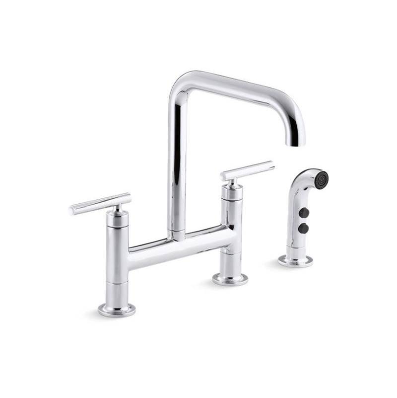 Purist® Two-hole bridge kitchen sink faucet with sidesprayer-related