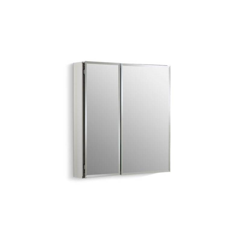 25'' W x 26'' H aluminum two-door medicine cabinet with mirrored doors, beveled e-shop