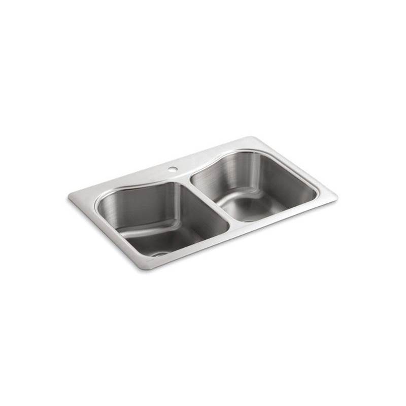 Staccato™ 33'' x 22'' x 8-5/16'' top-mount double-equal bowl kitchen sink with si-related
