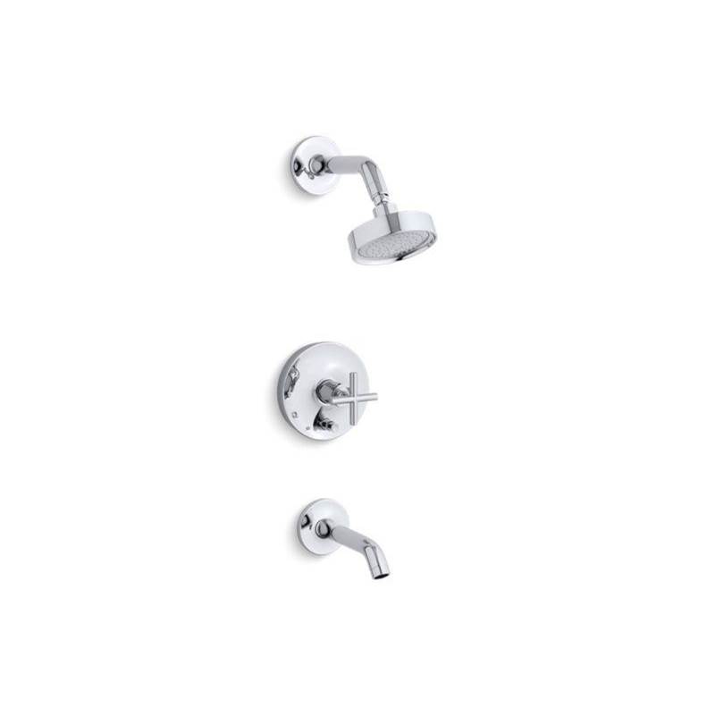 Purist® Rite-Temp® bath and shower trim with cross handle and 2.5 gpm showerhead-shop