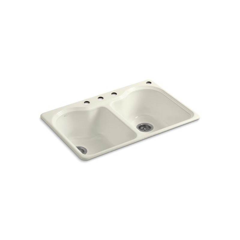 Hartland® 33'' x 22'' x 9-5/8'' top-mount double-equal kitchen sink with 4 faucet-related