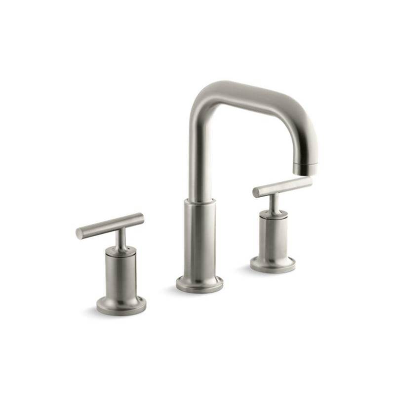 Purist® Deck-mount bath faucet trim for high-flow valve with lever handles, valve-shop