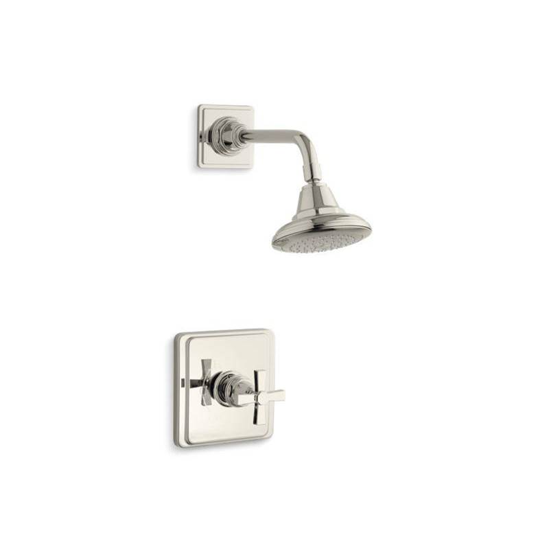 Pinstripe® Pure Rite-Temp® shower valve trim with cross handle and 2.5 gpm shower-related