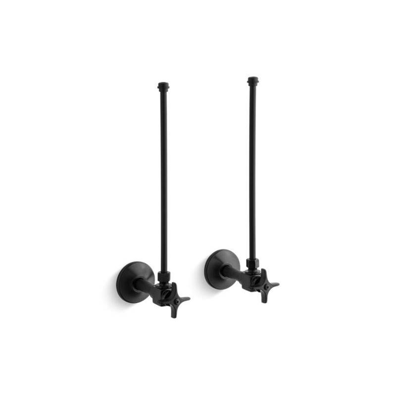 Pair 3/8'' NPT angle supplies with stop, cross handle and annealed vertical tube-related