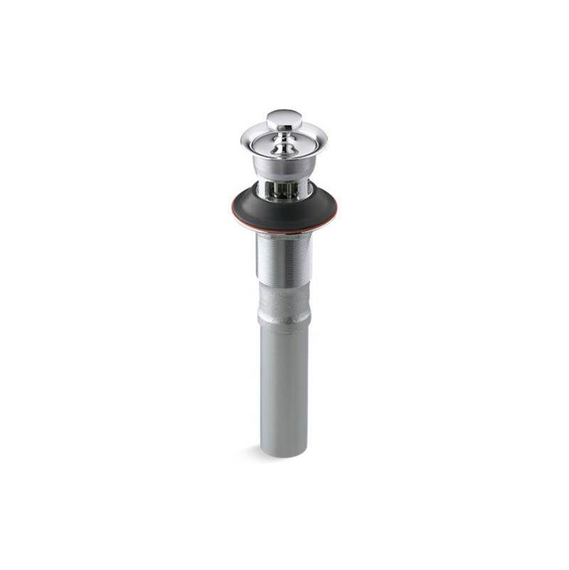 Bathroom sink drain with overflow and non-removable metal stopper-related