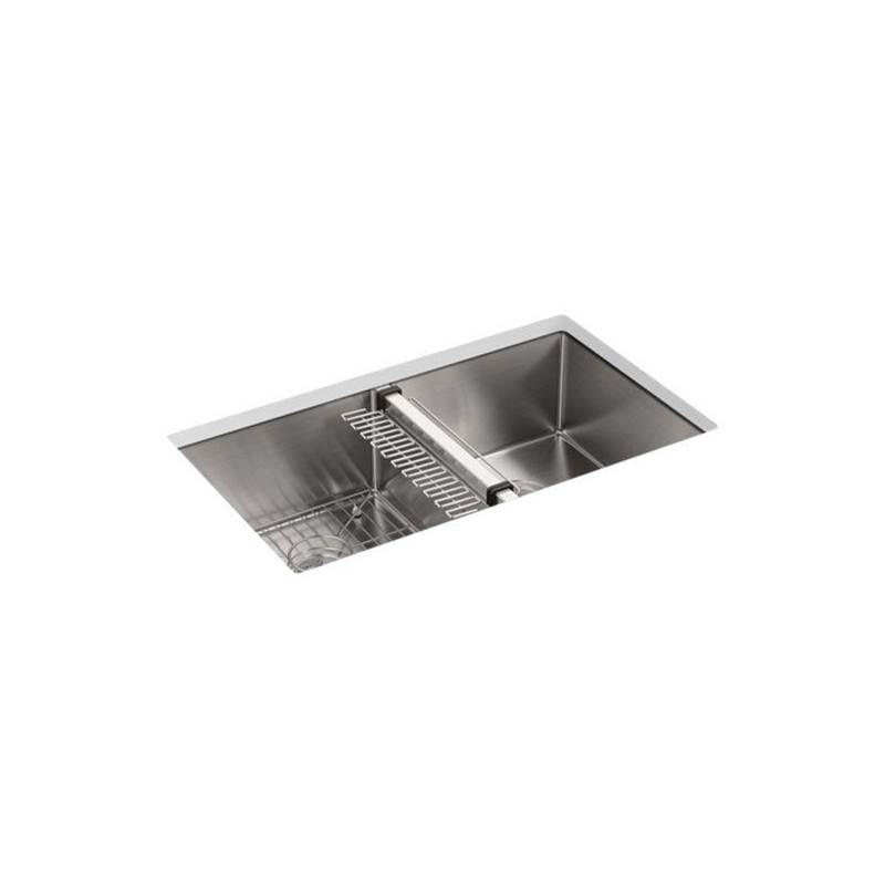 Strive® 32'' undermount double-bowl kitchen sink with accessories-related