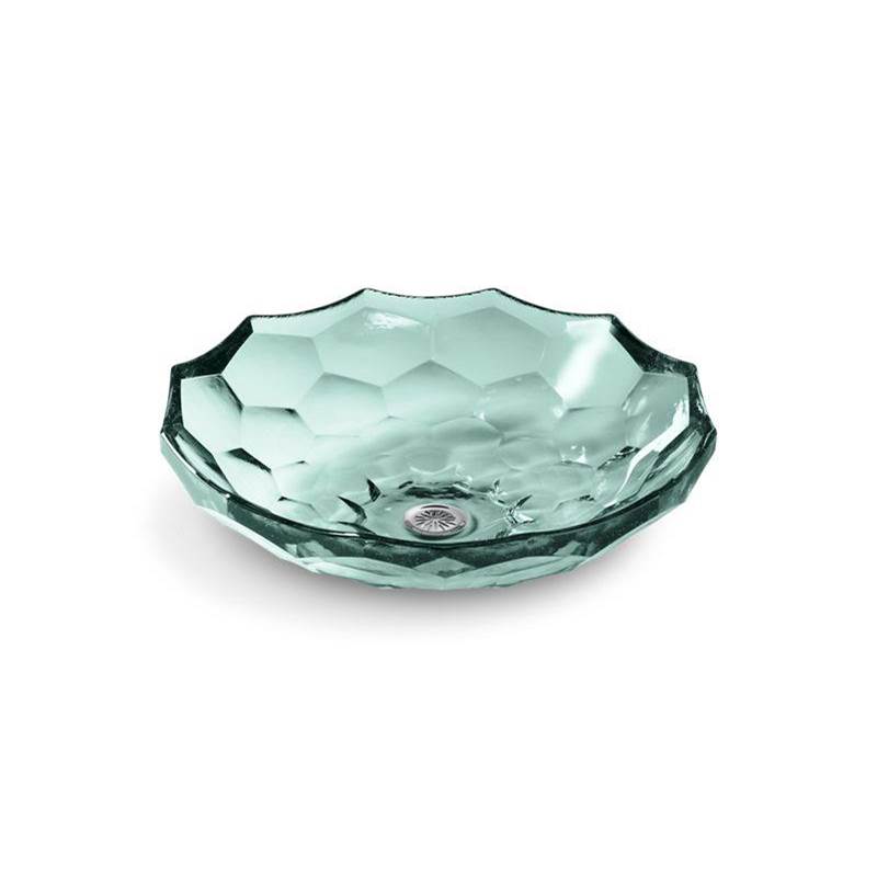 Briolette™ 17-1/2'' round vessel glass bathroom sink, no overflow-related