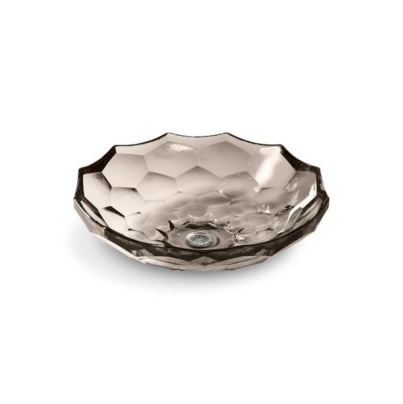 Briolette™ 17-1/2'' round vessel glass bathroom sink, no overflow-related