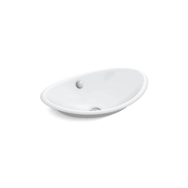 Iron Plains® Oval Vessel bathroom sink with White painted underside-related