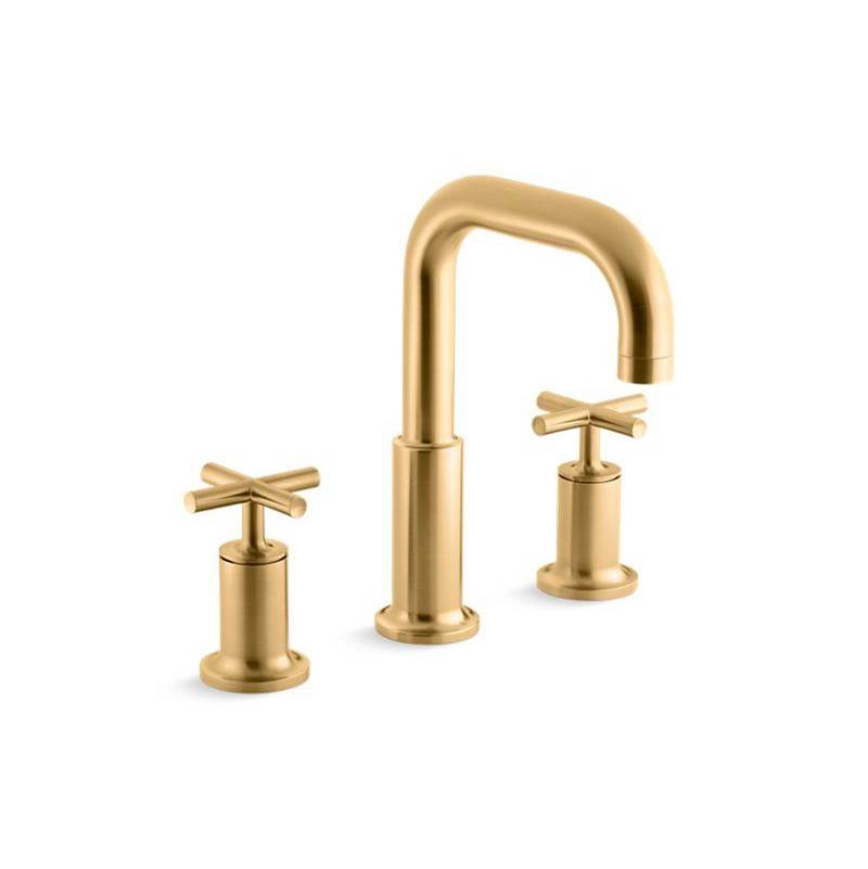 Purist® Deck-mount bath faucet trim for high-flow valve with cross handles, valve-related