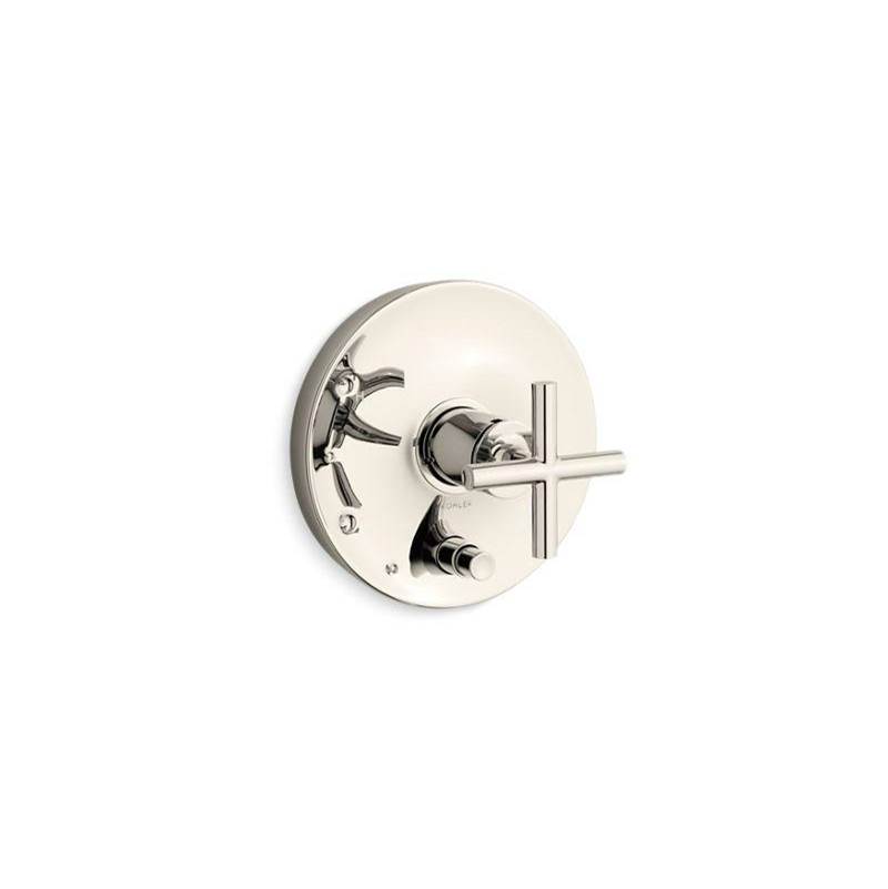 Purist® Rite-Temp® valve trim with push-button diverter and cross handle-related