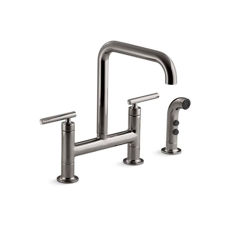 Purist® Two-hole bridge kitchen sink faucet with sidesprayer-related