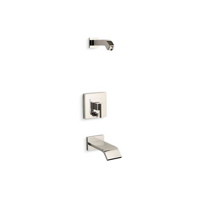 Loure® Rite-Temp® bath and shower trim set with push-button diverter, less shower-related