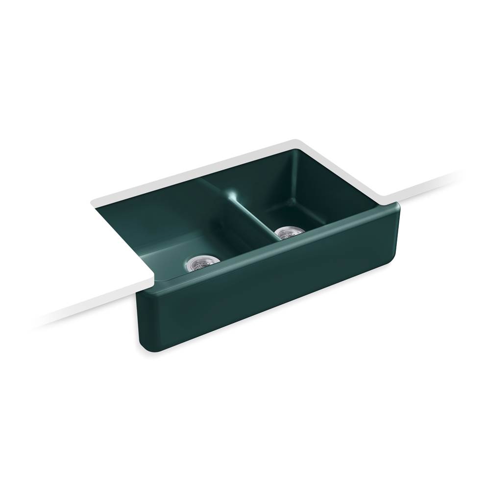 Whitehaven Smart Divide 35-3/4 in. Undermount Double-Bowl Farmhouse Kitchen Sink-related