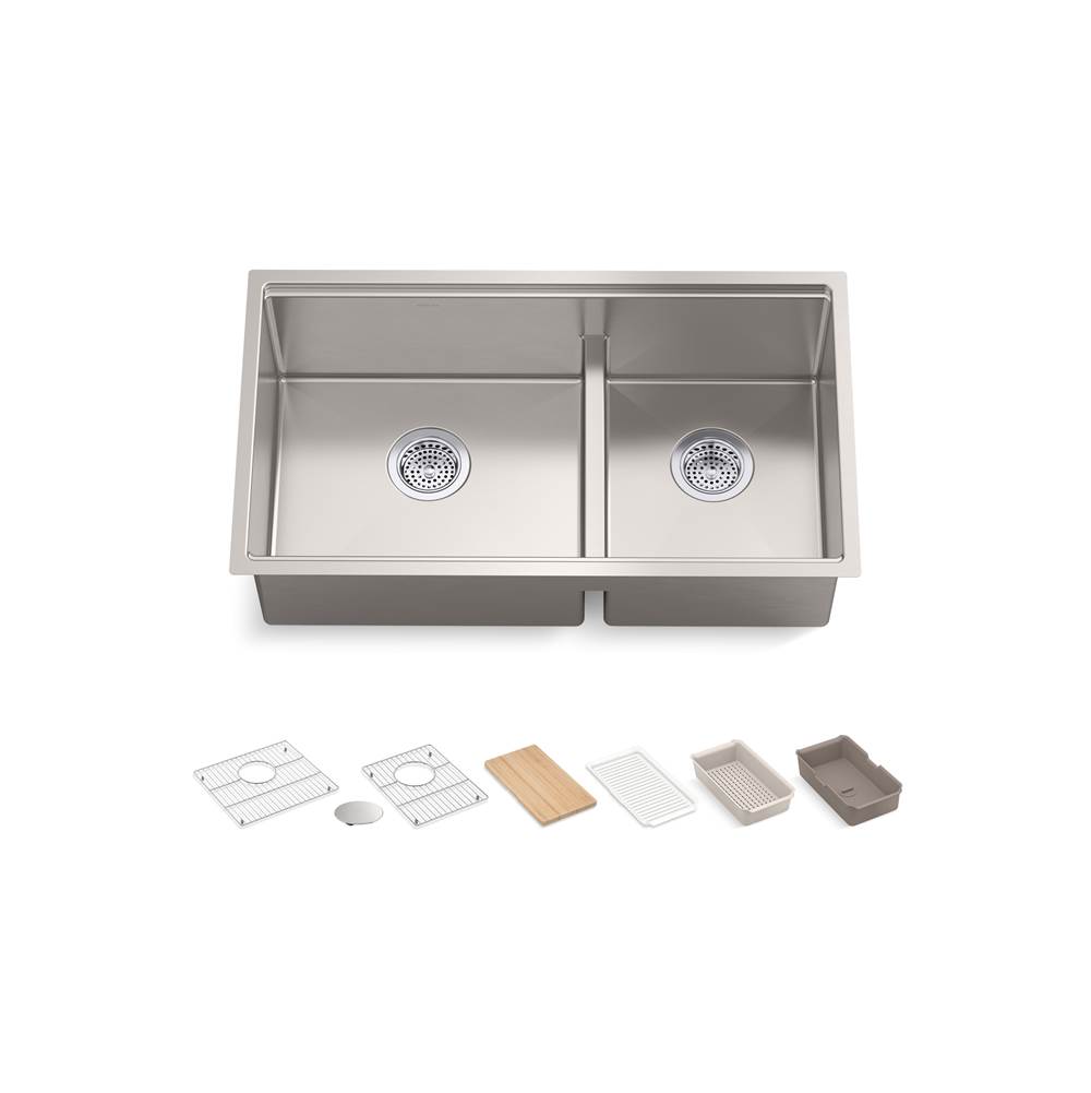 Strive® 32 in. Undermount Double-Bowl Workstation Kitchen Sink-shop