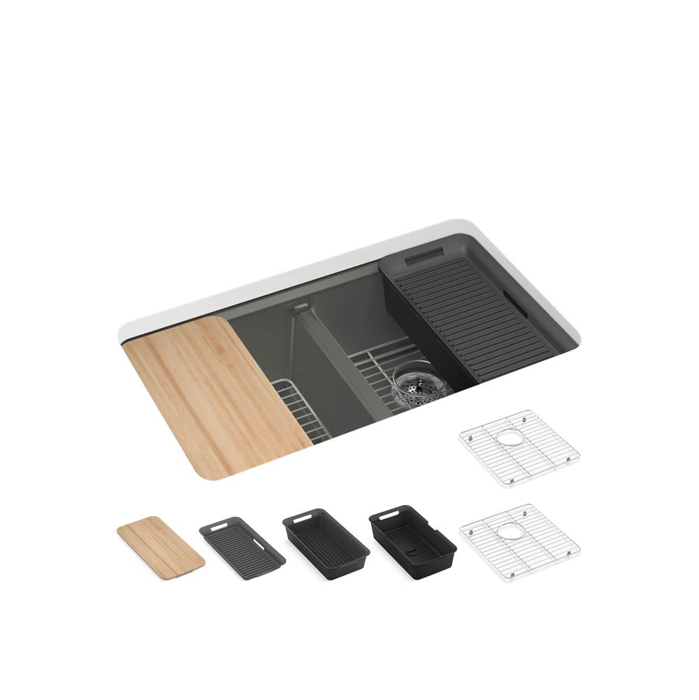 Riverby 33 in. Undermount Double-Bowl Workstation Kitchen Sink-related