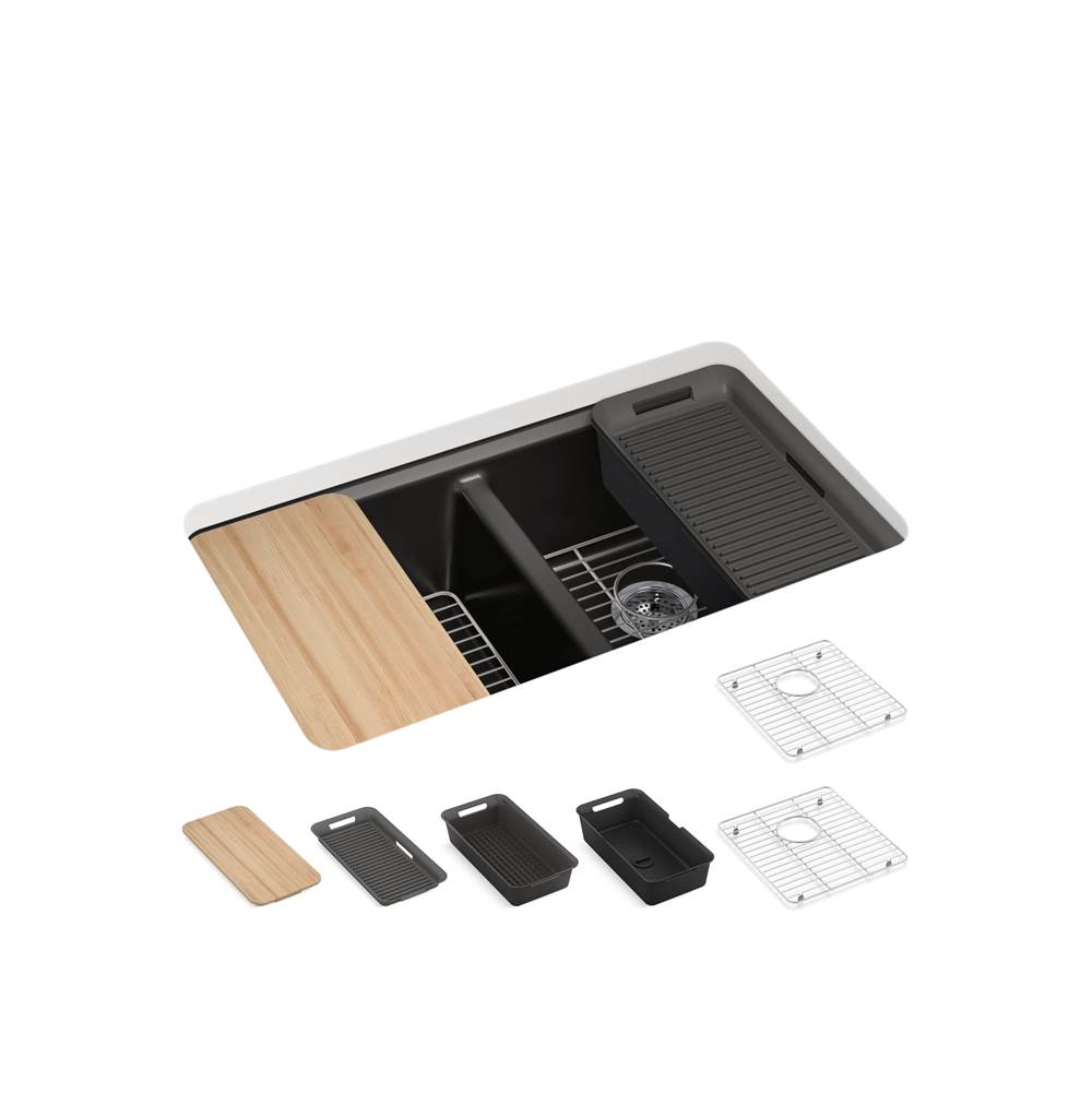 Riverby 33 in. Undermount Double-Bowl Workstation Kitchen Sink-related