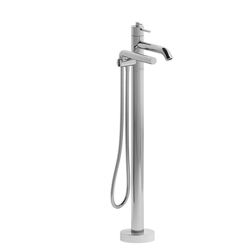 2-way Type T (thermostatic) coaxial floor-mount tub filler with hand shower-related