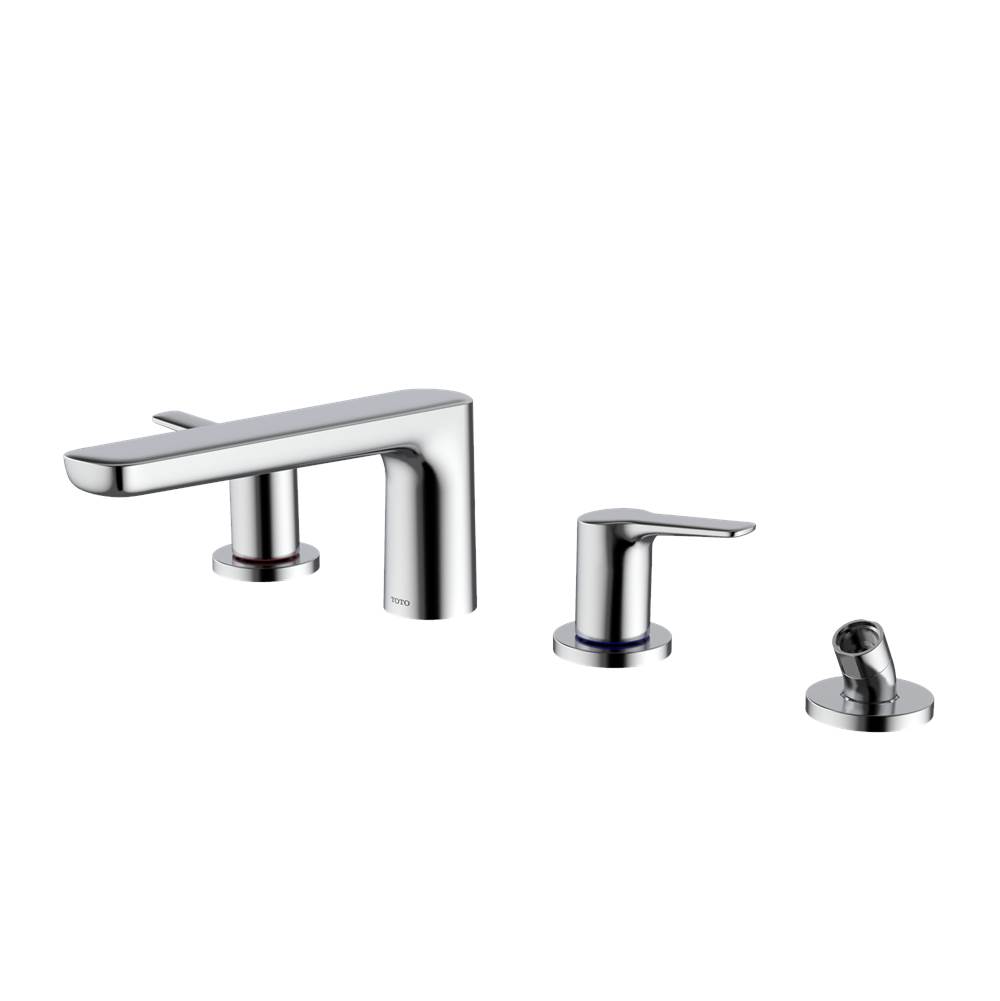 TOTO GS Four-hole Deck-Mount Roman Tub Filler Trim with Handshower, Polished Chro-shop