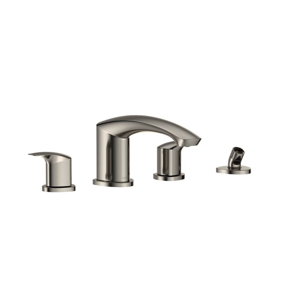 TOTO GM Two-Handle Deck-Mount Roman Tub Filler Trim with Handshower, Polished Nic-related