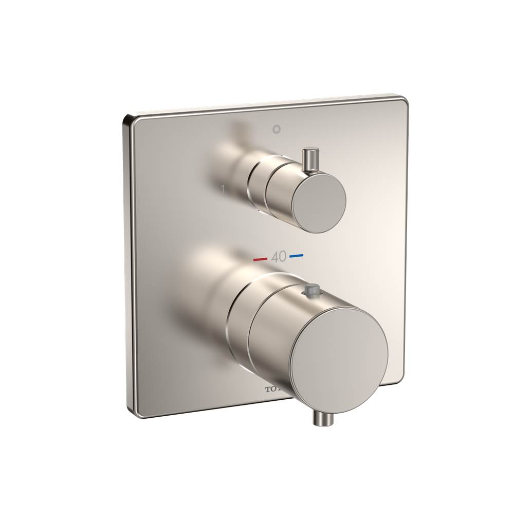 TOTO Square Thermostatic Mixing Valve with Two-Way Diverter Shower Trim, Brushed -related